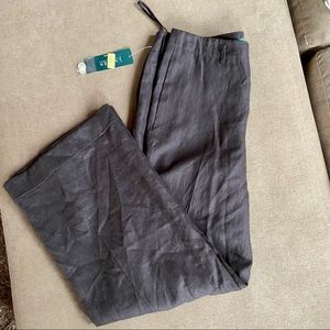 NWT Lauren Ralph Lauren brown linen Mia dress pant